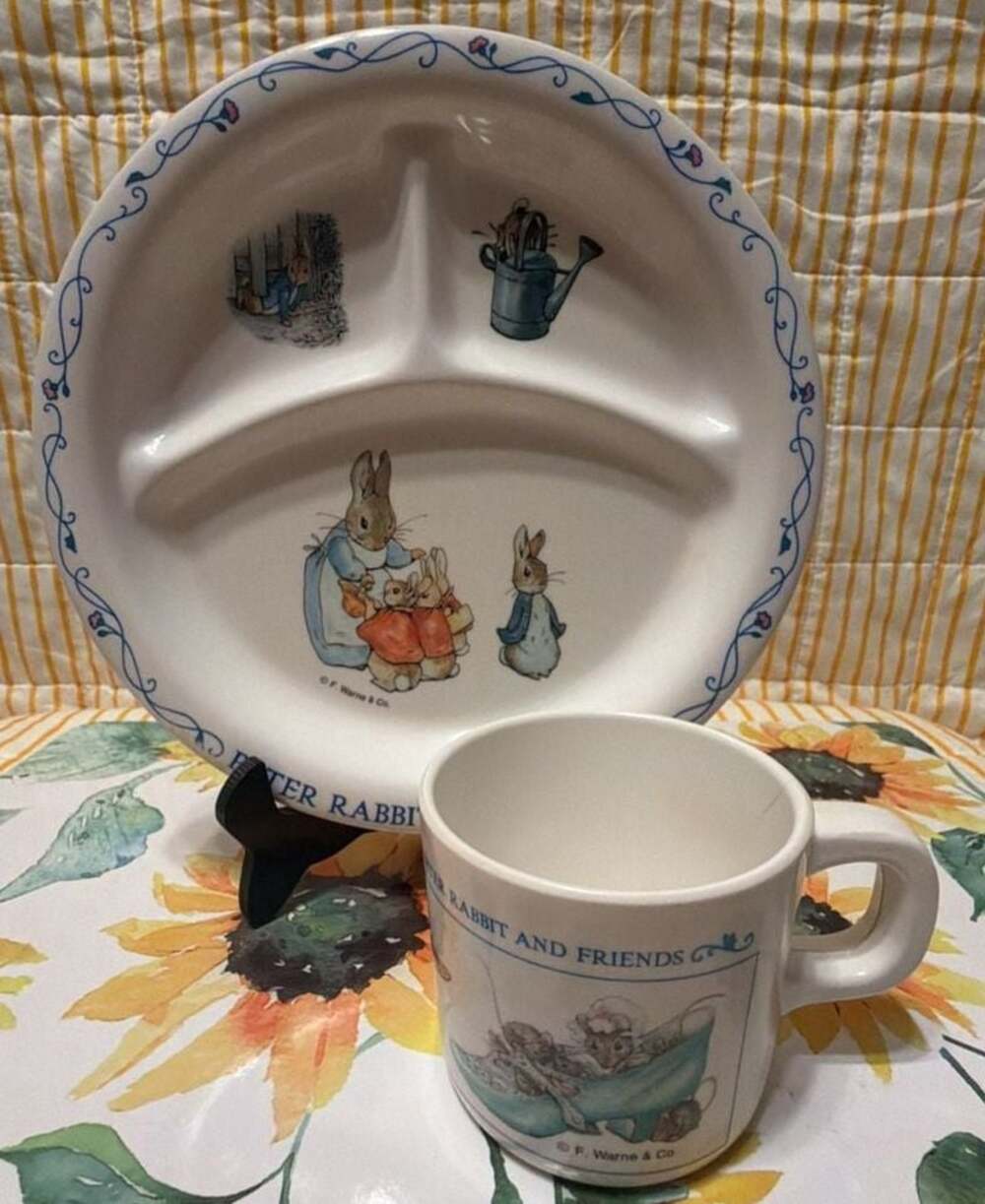 Vintage Eden Peter Rabbit and Friends Divided Plate and Mug Set